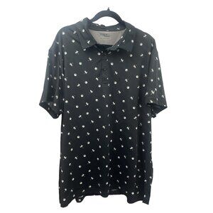 Birdie Bound 2XL Men's Printed Stretch Relaxed Golf Polo Shirt Black